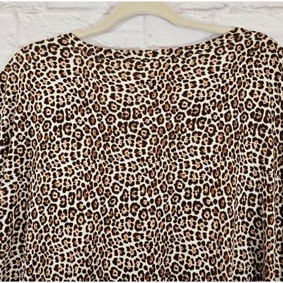 M Michael Michael Kors Leopard Print Women's Top Cheetah Short Sleeve Round Neck - Picture 6 of 8